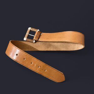 Brown Echo Belt Genuine Leather Wide Peg Pull Through Buckle Vintage Size Small 90 main image 4